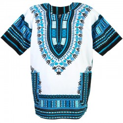 White and Blue Dashiki T-shirt