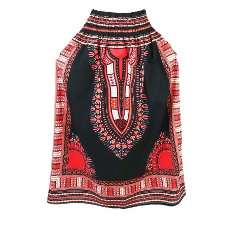 Falda Dashiki larga rojo y negro