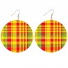 Boucles d'oreilles madras jaune, vert et rouge