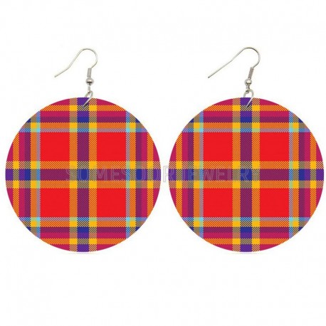 Red multicolor madras earrings