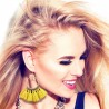 Boucles d'oreilles jaunes pompons pour femme