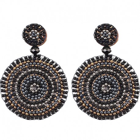 Bohemian vintage round black earrings