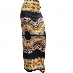 Long yellow and black Dashiki skirt