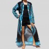 Long black and blue Dashiki kimono for women