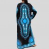 Kimono Dashiki lungo nero e blu da donna