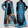 Kimono largo Dashiki negro y azul para mujer