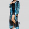 Long black and blue Dashiki kimono for women