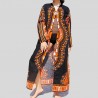 Kimono long Dashiki noir et rouge pour femme