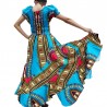 Long Blue Dashiki Evening Dress