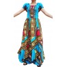 Long Blue Dashiki Evening Dress