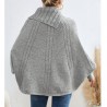 Poncho de lana gris de cuello alto