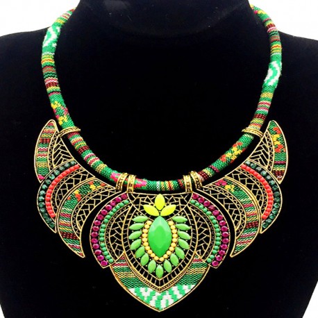 Collana multicolore chic bohemien verde